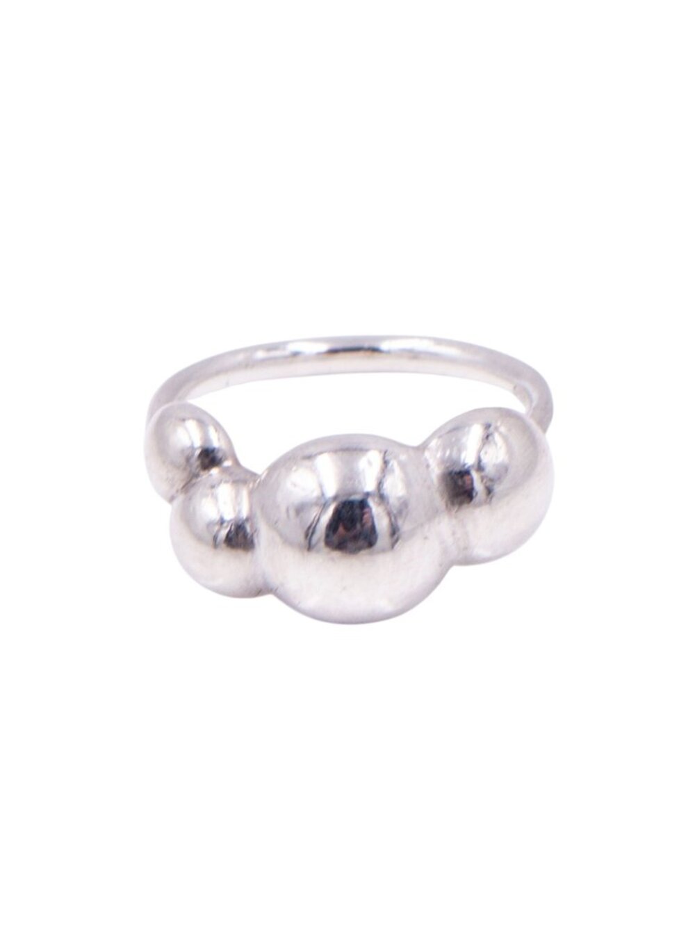 Pandora Rare Retired Liquid Silver Triple Bubble Sterling Silver Ring Size 5.25